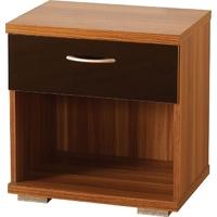 seconique hollywood walnut veneer and black gloss 1 drawer bedside cab ...