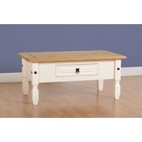 Seconique Corona 1 Drawer Coffee Table in Cream Distressed Waxed Pine