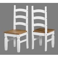 Seconique Corona Chair in White Distressed Waxed Pine (Pair)