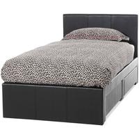 serene latino brown faux leather storage bed 3ft single with 2 drawer