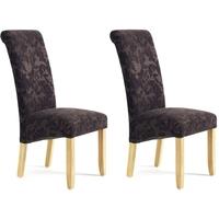 serene kingston aubergine floral fabric dining chair with oak legs pai ...