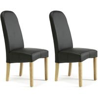 serene marlow black faux leather dining chair pair