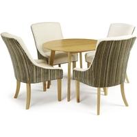 serene croydon oak dining set round with 4 richmond aubergine pearl ch ...