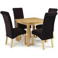 Serene Lambeth Oak Dining Set - Fixed Top with 4 Kingston Aubergine Plain Chairs