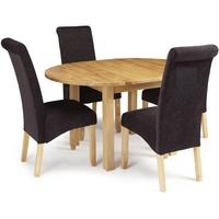 Serene Sutton Oak Dining Set - Round Extending with 4 Kingston Aubergine Plain Chairs