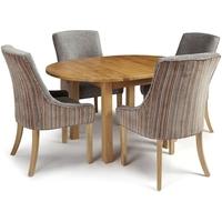 Serene Sutton Oak Dining Set - Round Extending with 4 Richmond Orange Steel Chairs