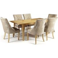 Serene Wandsworth Oak Dining Set - Extending with 6 Hampton Mink Fabric Chairs
