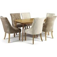 Serene Westminister Oak Dining Set - 150cm with 3 Hampton Mink and 3 Pearl Fabric Chairs