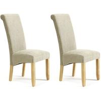 Serene Kingston Sage Plain Fabric Dining Chair with Oak Legs (Pair)