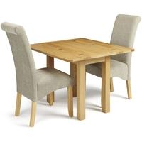 Serene Brent Oak Dining Set - Extending with 2 Kingston Sage Plain Fabric Dining Chairs