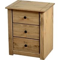 Seconique Panama Natural Wax 3 Drawer Bedside Cabinet