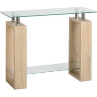 Seconique Milan Sonoma Oak Effect Veneer with Clear Glass Console Table