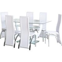 Seconique Henley White and Clear Glass Dining Set