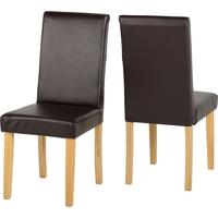 seconique dorian brown faux leather dining chair pair