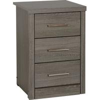 seconique lisbon black wood grain 3 drawer bedside cabinet