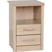 Seconique Lisbon Light Oak Effect Veneer 2 Drawer 1 Shelf Bedside Cabinet