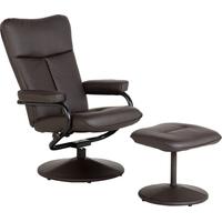 Seconique Kansas Brown Faux Leather Recliner Chair with Footstool