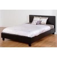 Seconique Prague 4ft 6in Brown Faux Leather Bed