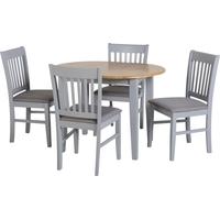 Seconique Oxford Natural Oak with Grey Fabric Extending Dining Set