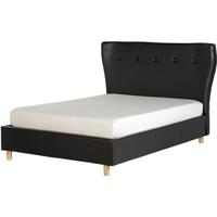Seconique Regal 4ft 6in Black Faux Leather Bed