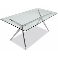 Seven Glass and Metal Large Rectangular Dining Table