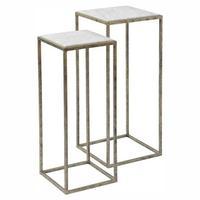 set of 2 marble top side tables goldwhite