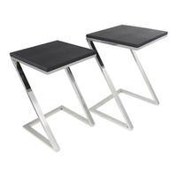 Set of 2 Faux Stingray Leather Side Tables, Black