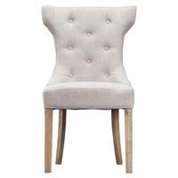 Set of 2 Edinburgh Winged Button Back Dining Chairs, Beige