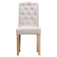Set of 2 Edinburgh Buttoned Back Dining Chairs, Beige