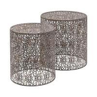 set of 2 metal tables bronze