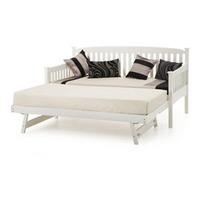 Serene Eleanor 3FT Single Wooden Day Bed With Trundle Guest Bed - White