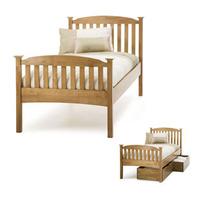 Serene Eleanor 3FT Single Wooden Bedstead - Oak - High Footend