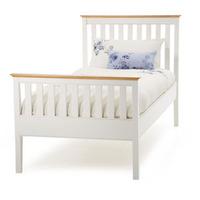 Serene Grace 3FT Single Wooden Bedstead - Opal White & Cherry - High Footend