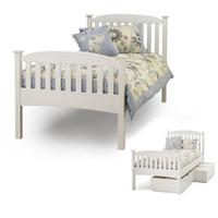 Serene Eleanor 4FT Small Double Wooden Bedstead - White - High Footend