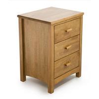 serene eleanor 3 drawer bedside table oak