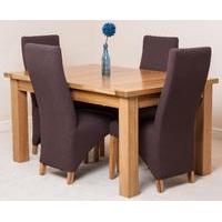 Seattle Extending Dining Table & 4 Brown Lola Fabric Chairs