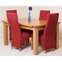 Seattle Extending Dining Table & 4 Red Lola Fabric Chairs