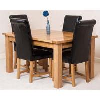 Seattle Extending Dining Table & 4 Black Washington Leather Chairs