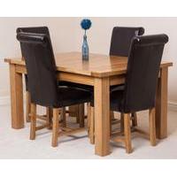 Seattle Extending Dining Table & 4 Brown Washington Leather Chairs