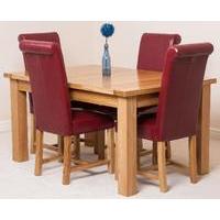 Seattle Extending Dining Table & 4 Burgundy Scroll Top Leather Chairs