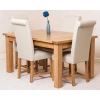 Seattle Extending Dining Table & 4 Ivory Washington Leather Chairs