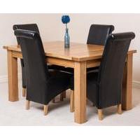 Seattle Extending Dining Table & 4 Black Montana Scroll Top Leather Chairs