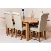 Seattle Extending Dining Table & 6 Ivory Washington Leather Chairs