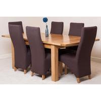 Seattle Extending Dining Table & 6 Brown Lola Fabric Chairs