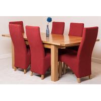 Seattle Extending Dining Table & 6 Red Lola Fabric Chairs