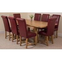 seattle solid oak extending dining table 8 burgundy washington leather ...