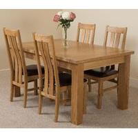 Seattle Extending Dining Table & 4 Princeton Solid Oak Leather Chairs