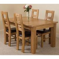 Seattle Extending Dining Table & 4 Yale Solid Oak Leather Chairs