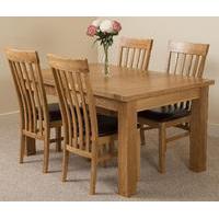 Seattle Extending Dining Table & 4 Harvard Solid Oak Leather Chairs