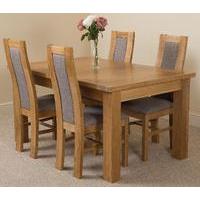 Seattle Extending Dining Table & 4 Standford Solid Oak Fabric Chairs